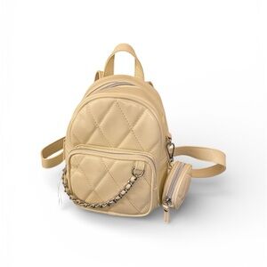 Elegant Tan Quilted Backpack Claire’s authentic backpack, Girl, Yellow, New